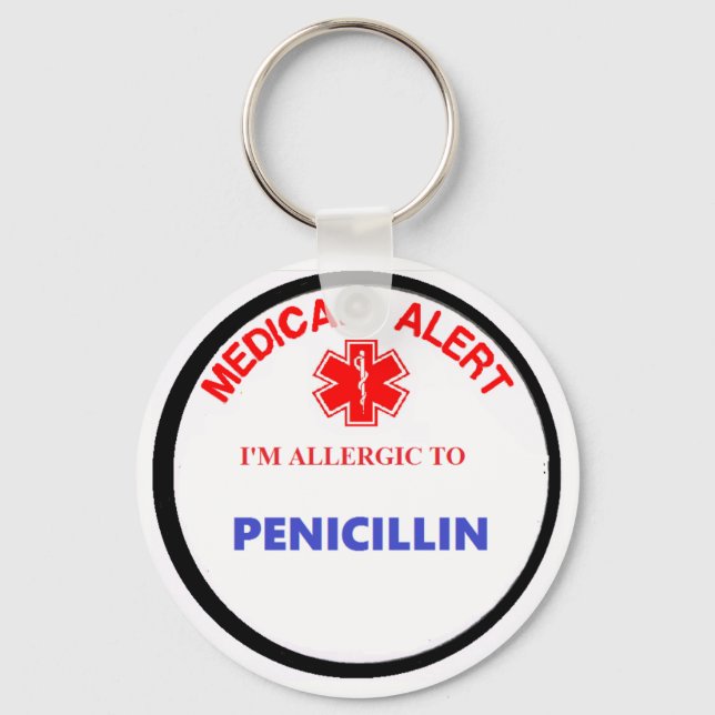 Medical Alert Drug allergy penicillin Keychain (Front)