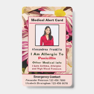 Medical Alert Emergency Contact Custom Card Badge