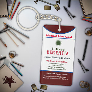 Medical Alert Emergency Contact Custom Card Keychain