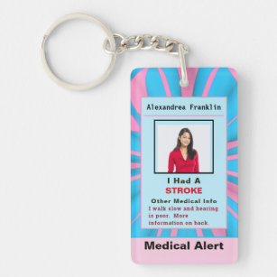 Medical Alert Emergency Contact Custom Card Keychain