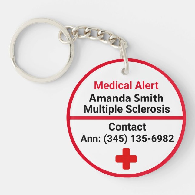 Medical Alert for Multiple Sclerosis Keychain (Front)