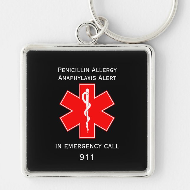 Medical Alert ID Medical Alert ID Penicillin Aller Keychain (Front)