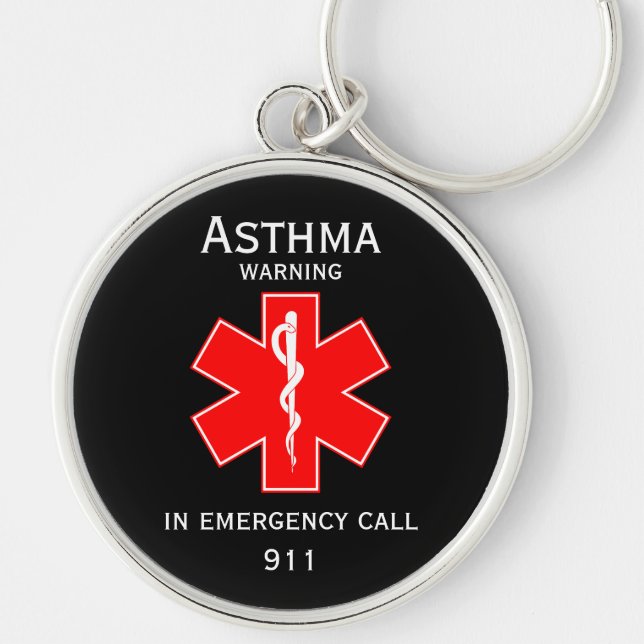 Medical Alert ID Medical Asthma  Keychain (Front)