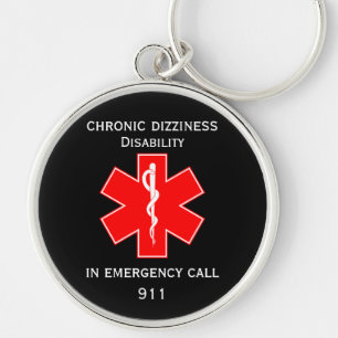 Medical Alert ID Medical Chronic Dizziness Keychain