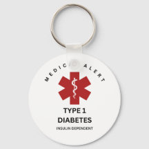 Medical Alert Keychain: Type 1 Diabetes 