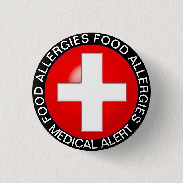 Medical Alert - Red 1 Inch Round Button (Front)