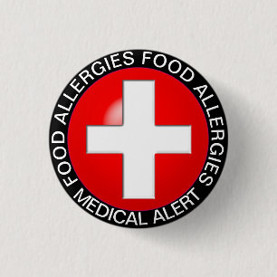 Medical Alert - Red 1 Inch Round Button