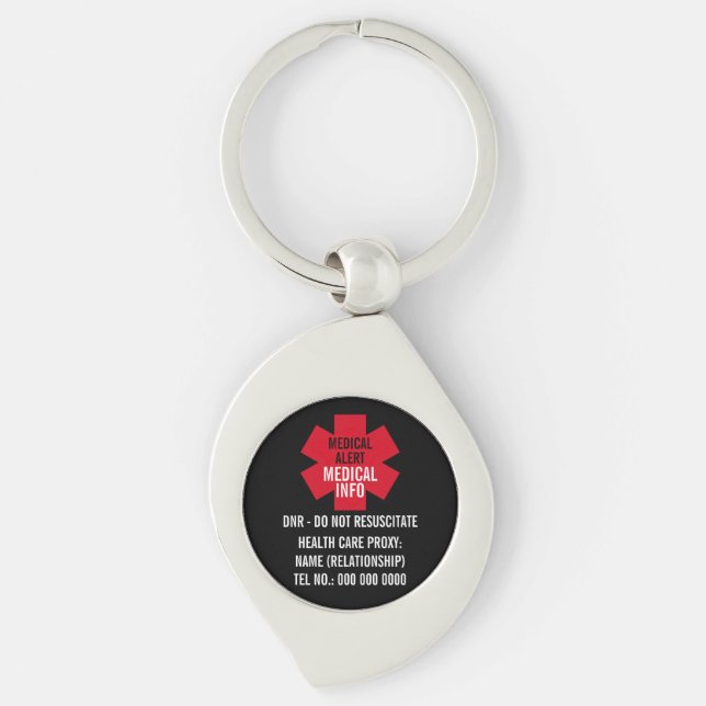 Medical Alert Series Healthcare Proxy Personalize Keychain (Front)