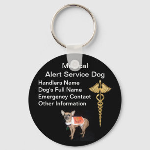 Medical Alert Service Dog ID Keychain