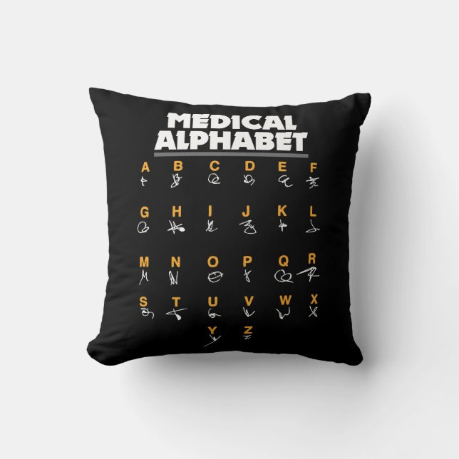 Medical Alphabet For Doctors Nurses Chemists Throw Pillow (Front)