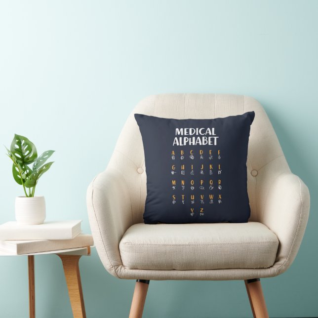 Medical Alphabet Throw Pillow (Chair)
