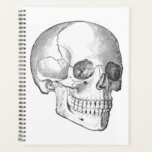 Medical anatomy vintage skull drawing monochrome planner