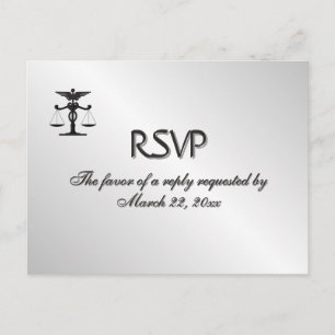 Medical and Law Intertwined Silver Menu RSVP