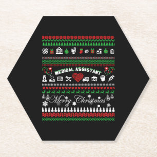 Medical Assistant Christmas Shirt Paper Coaster