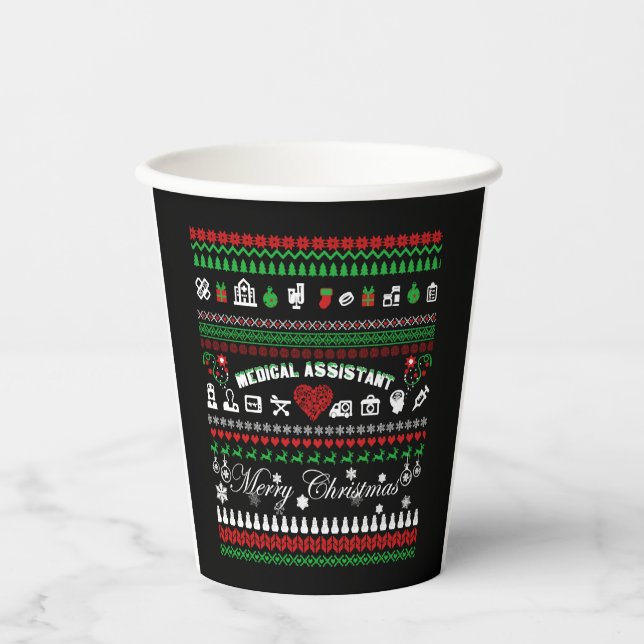 Medical Assistant Christmas Shirt Paper Cups (Front)