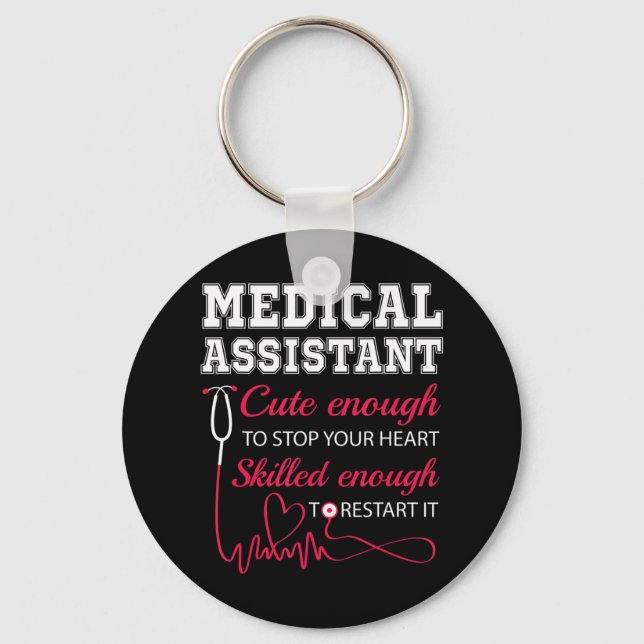 Medical Assistant Cute Nurse Stop Heart Male Femal Keychain (Front)