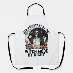 Medical Assistant Halloween Witch Vintage Engravin Apron