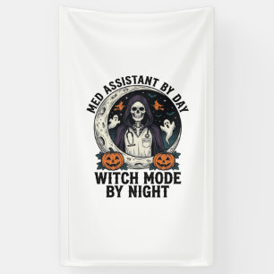Medical Assistant Halloween Witch Vintage Engravin Banner