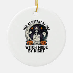 Medical Assistant Halloween Witch Vintage Engravin Ceramic Ornament