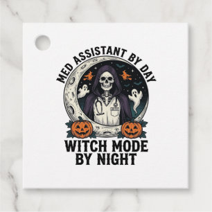 Medical Assistant Halloween Witch Vintage Engravin Favour Tags
