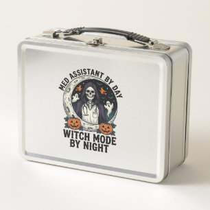 Medical Assistant Halloween Witch Vintage Engravin Metal Lunch Box