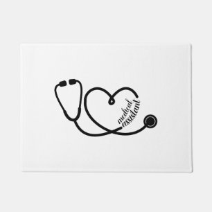 Medical Assistant Heart Stethoscope Doormat