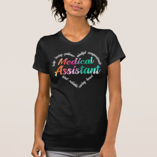 Medical Assistant Heart Word Cloud Watercolor T-Shirt