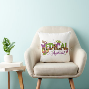 Medical Assistant - Mardi Gras Throw Pillow
