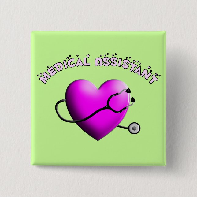 Medical Assistant PINK HEART Design Gifts 2 Inch Square Button (Front)