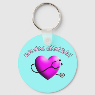 Medical Assistant PINK HEART Design Gifts Keychain