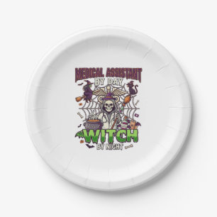 Medical Assistant Witch Skeleton Syringe Cauldron Paper Plate