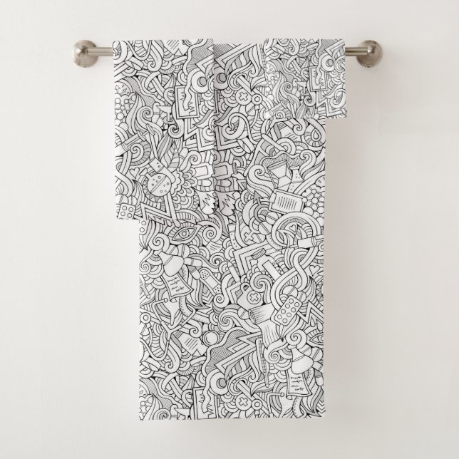 Medical B&W Pattern Bath Towel Set (Insitu)