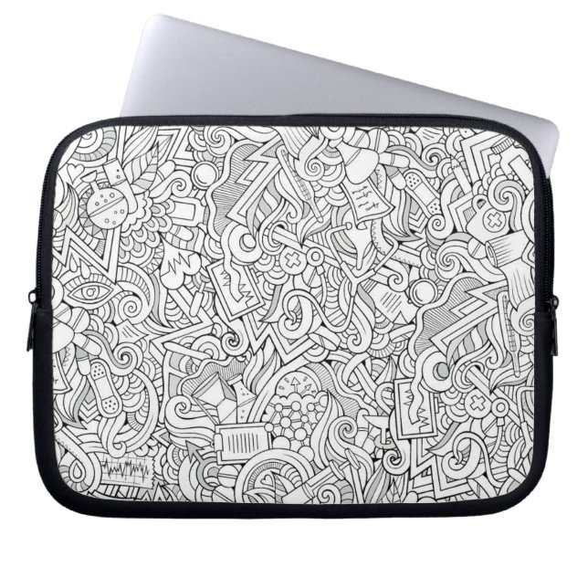 Medical B&W Pattern Laptop Sleeve (Front)