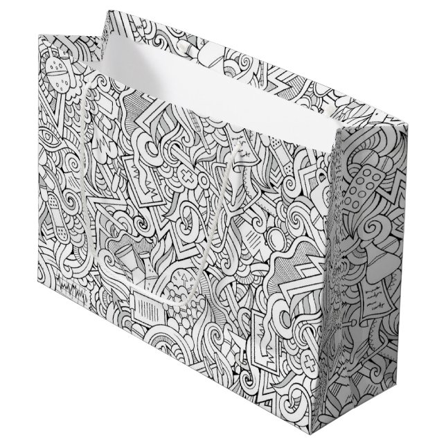 Medical B&W Pattern Large Gift Bag (Front Angled)