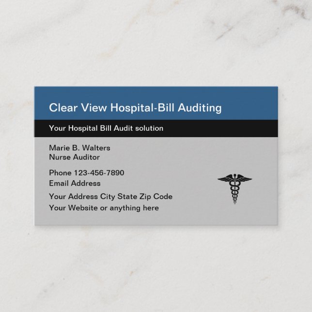 Medical Billing Auditing Service Business Cards (Front)