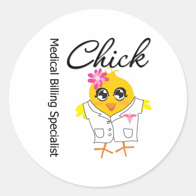 Medical Billing Specialist Chick Classic Round Sticker (Front)