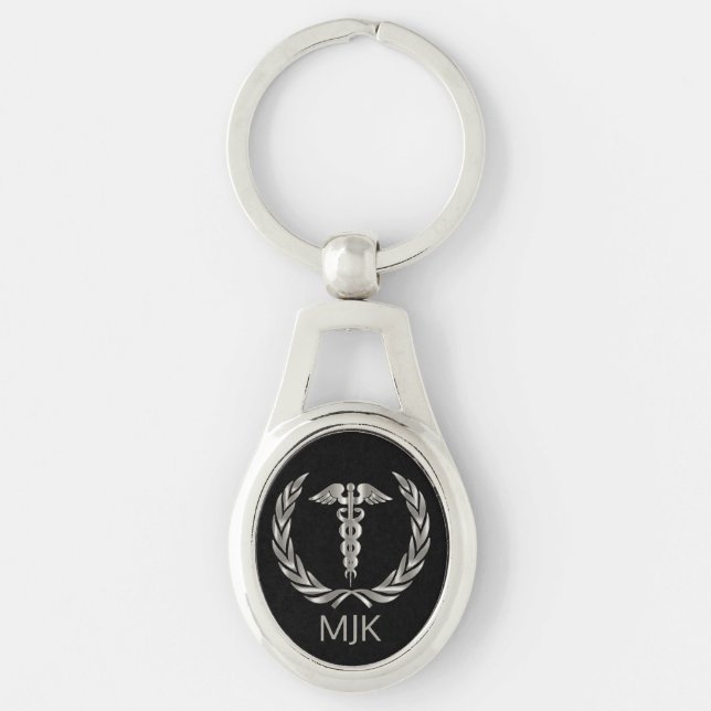 Medical - Black and Silver  Keychain (Front)