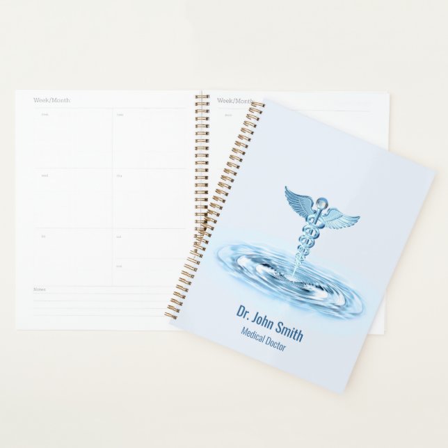 Medical Blue Caduceus Water Ripples Hermes Rod Planner (Display)