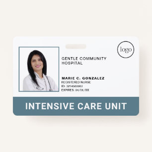 Medical Blue Grey Hospital Logo Photo ID Badge