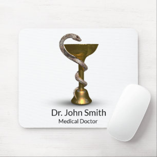 Medical Bronze Snake Bowl Hygieia White Caduceus Mouse Pad