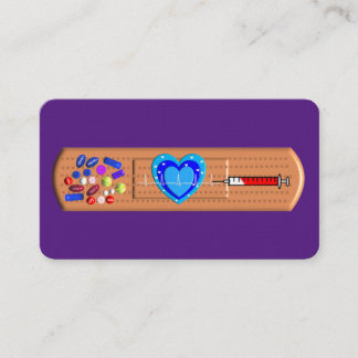 Medical Business Cards Big Bandaid Purple