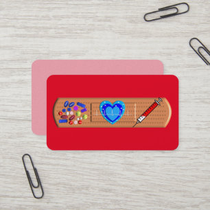 Medical Business Cards Big Bandaid Red