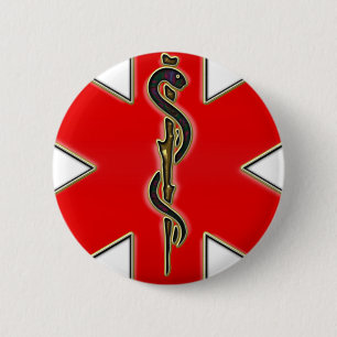 Medical Caduceus 2 Inch Round Button