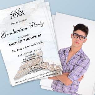 Medical Caduceus Copper Rose Gold Graduation Photo Invitation