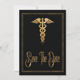 Medical Caduceus Doctor Nurse Blue Save The Date