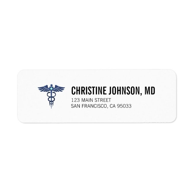 Medical Caduceus | Doctor Nurse Return Address (Front)
