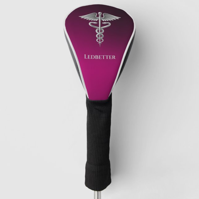 Medical Caduceus Doctor Pink Personalized Golf Head Cover (Front)