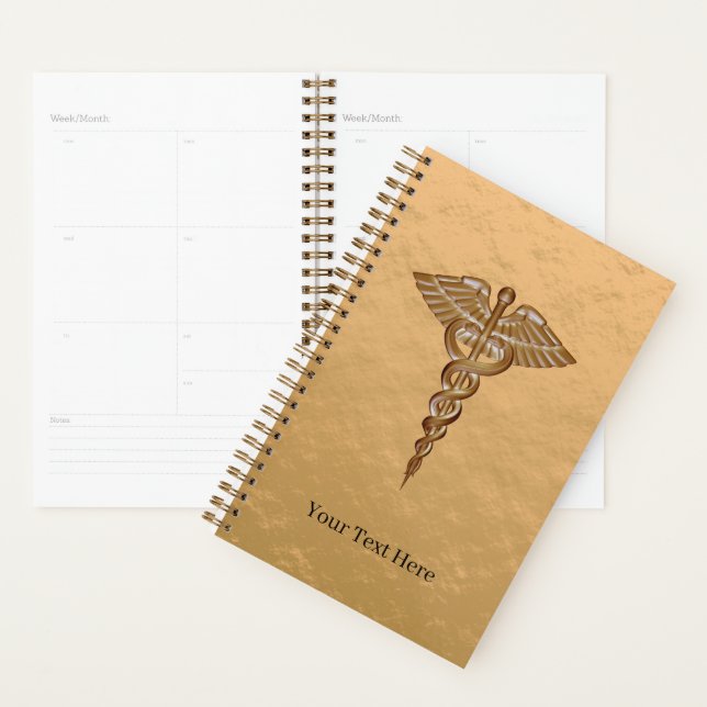 Medical Caduceus Gold Planner (Display)