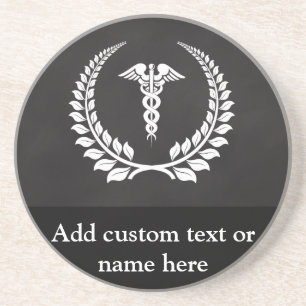 Medical Caduceus Laurel Coaster
