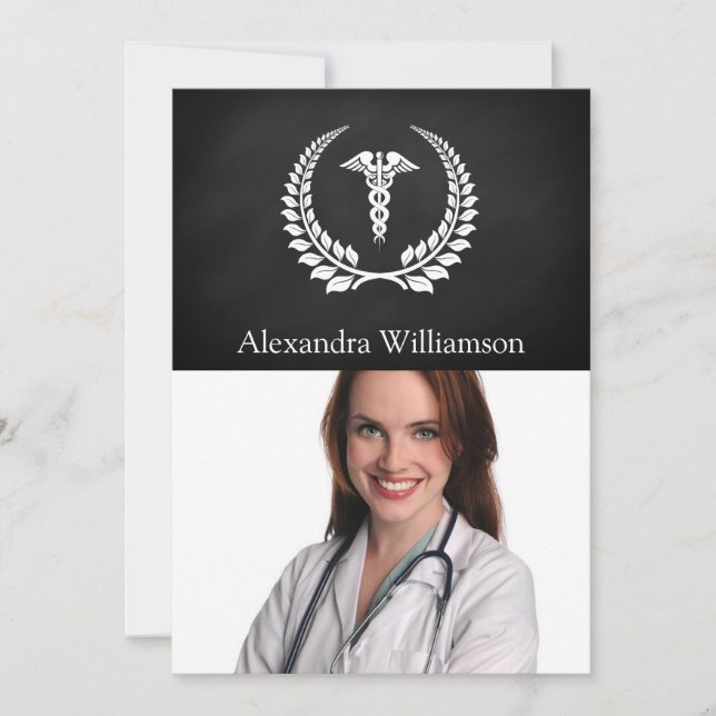 Medical Caduceus Laurel Invitation (Front)